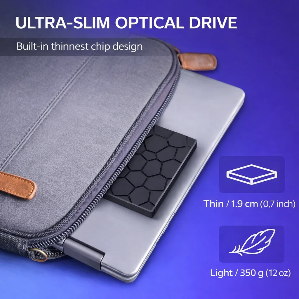 7-in-1 Portable External CD/DVD Drive | 8-Port Hub and SD Card Reader | RetroRevive - Image 4
