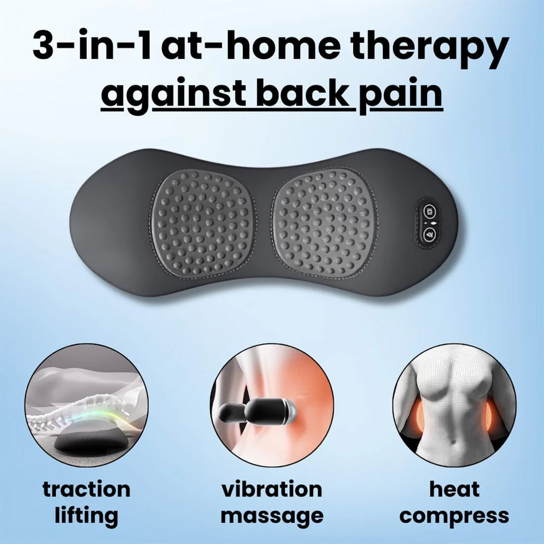 Back Massager Pad | Heat Vibration Relief | Gentle Traction Support | SootheArc