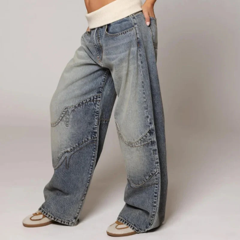 Baggy pants for women | Wide-leg jeans | Striking seams & modern street style - Image 3