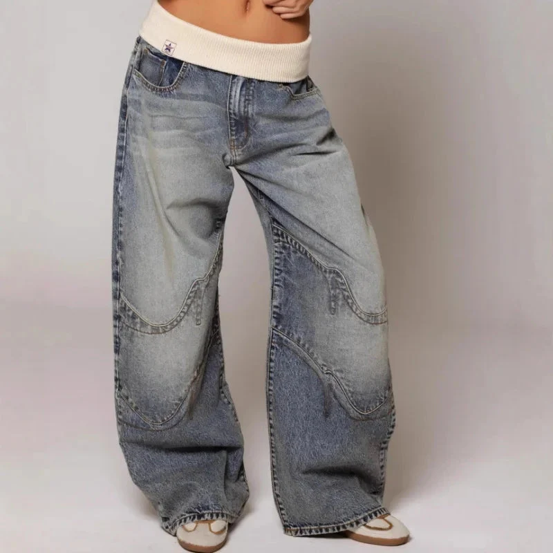 Baggy pants for women | Wide-leg jeans | Striking seams & modern street style - Image 6
