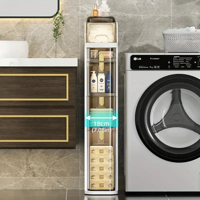 Bathroom Storage Organizer | Slim Rolling Design | Space-Saving Tower | GlideNest - Image 3