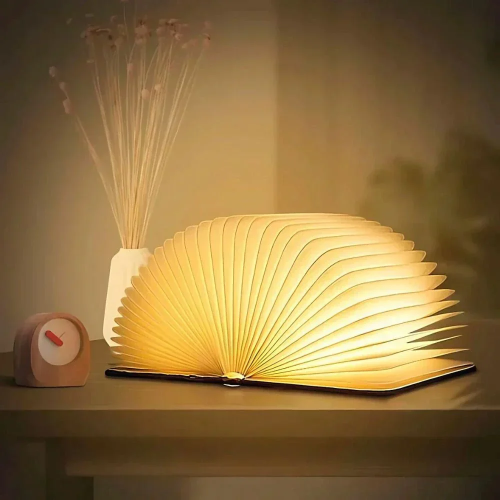 Book Table Lamp | Foldable Ambient Lighting | Rechargeable LED Design | Lumibook