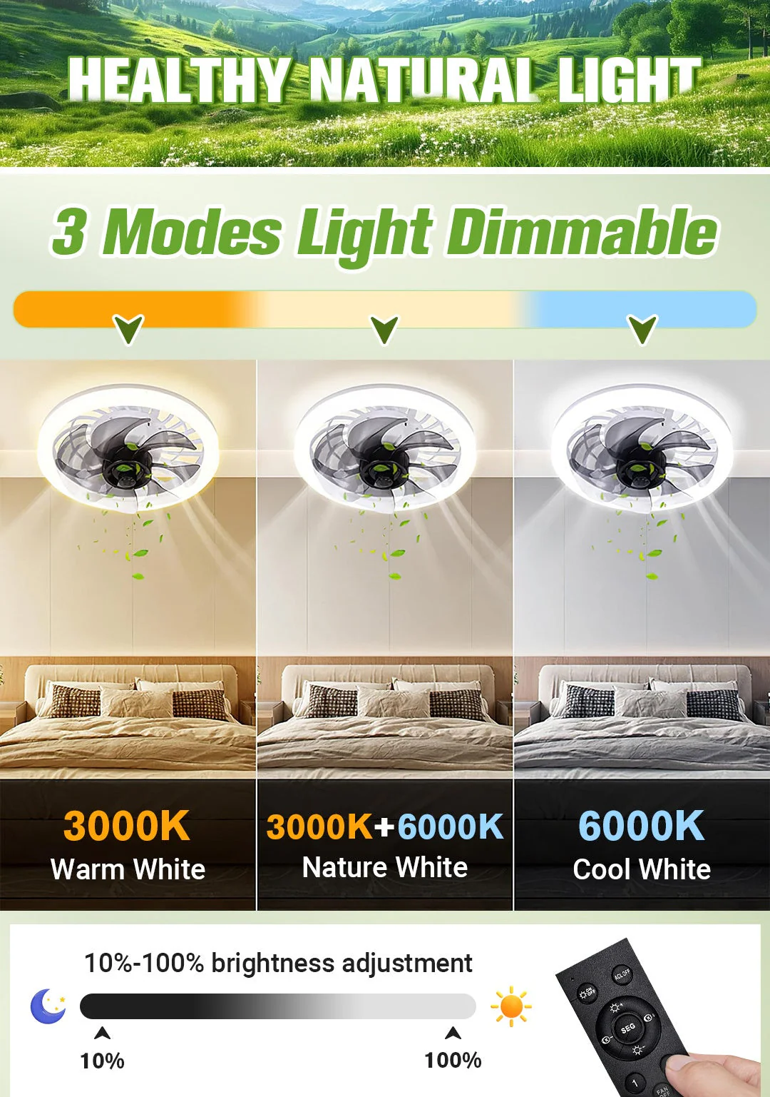 BreezeLite™ - 2-in-1 Quiet Adjustable Fan Lamp with Remote Control - Image 2