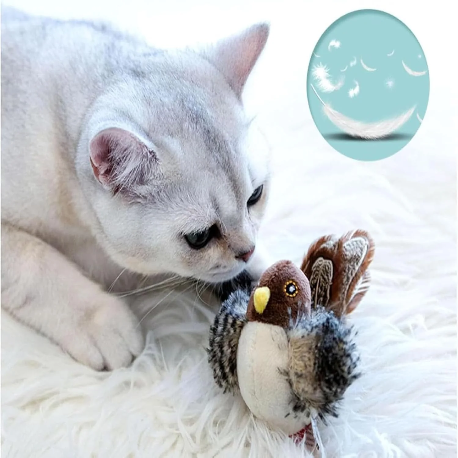 Cat Toy | Interactive Feather Bird | Realistic Chirping | Rechargeable Play Fun | FlickerFeather - Image 3