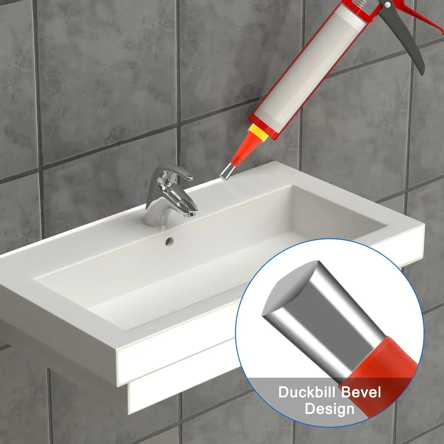 Caulking Nozzle Tool Set | Anti-Drip Design | Professional Seal Finish | Universal Integrated Rubber Nozzle Tool Set