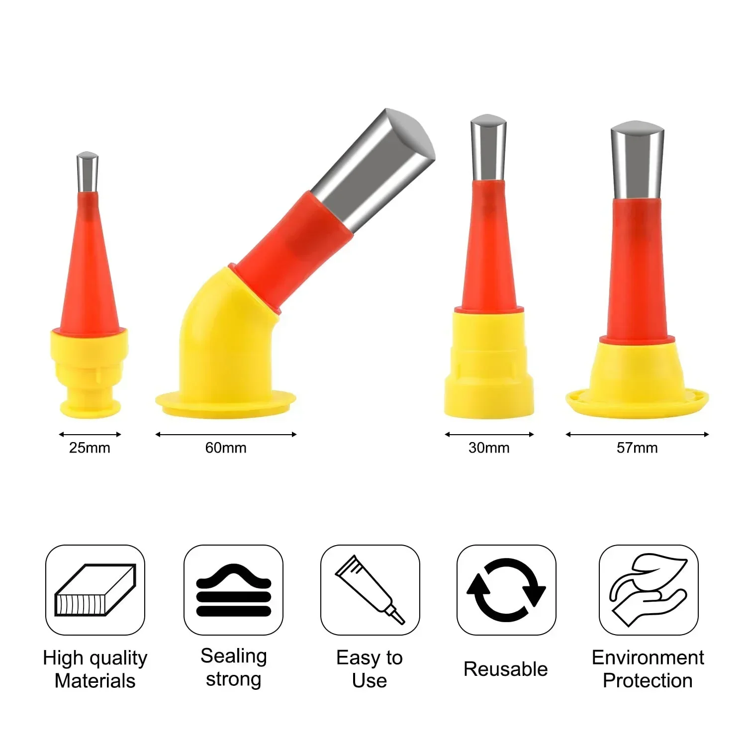 Caulking Nozzle Tool Set | Anti-Drip Design | Professional Seal Finish | Universal Integrated Rubber Nozzle Tool Set - Image 6