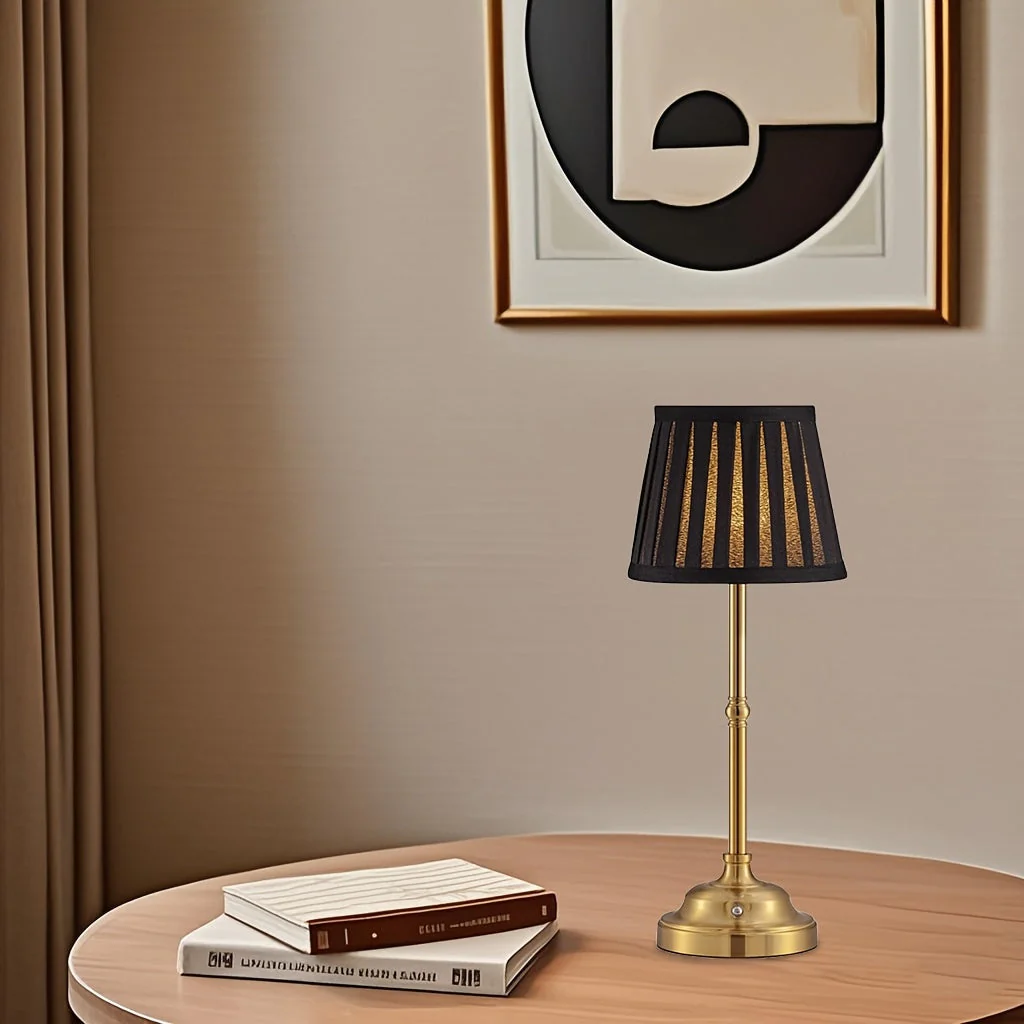 Cordless Table Lamp | Rechargeable LED Touch Control | Modern Brass Accent Lighting | Aurellume