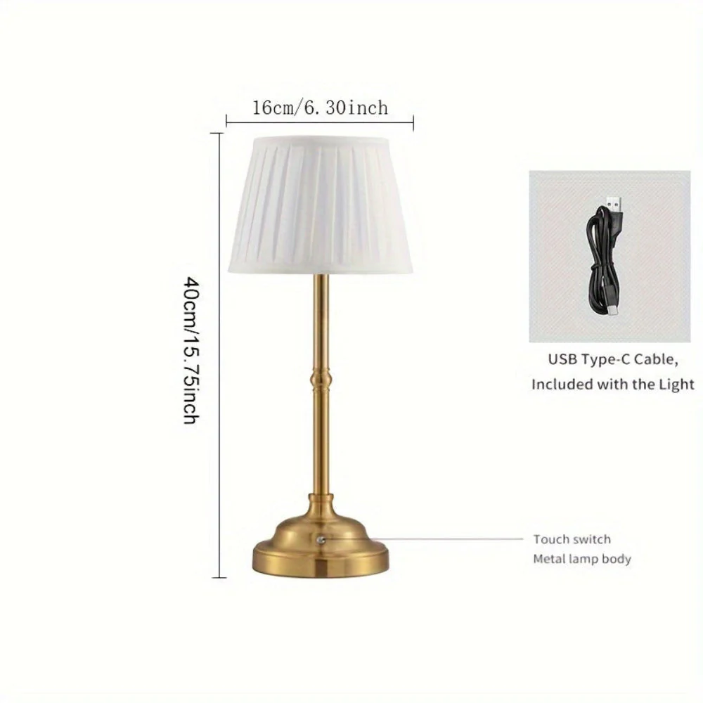 Cordless Table Lamp | Rechargeable LED Touch Control | Modern Brass Accent Lighting | Aurellume - Image 10