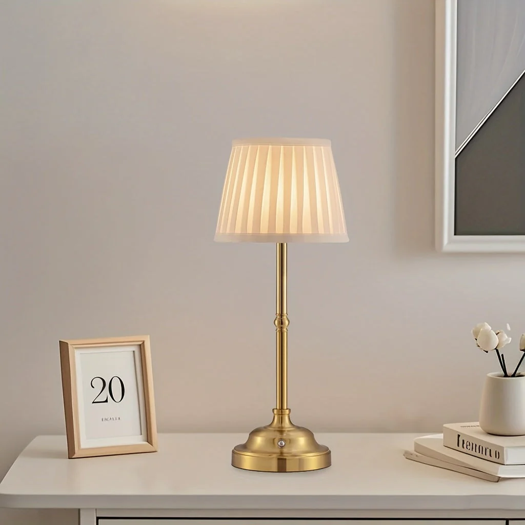 Cordless Table Lamp | Rechargeable LED Touch Control | Modern Brass Accent Lighting | Aurellume - Image 7