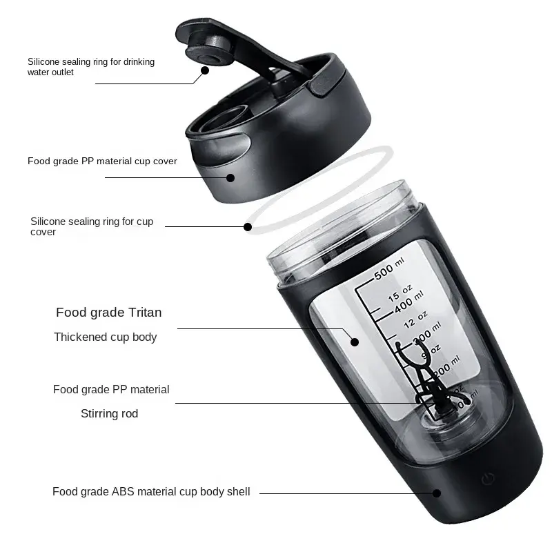 Electric Protein Shaker Bottle | Rechargeable Self-Mixing Blender | MixMaster Pro - Image 3