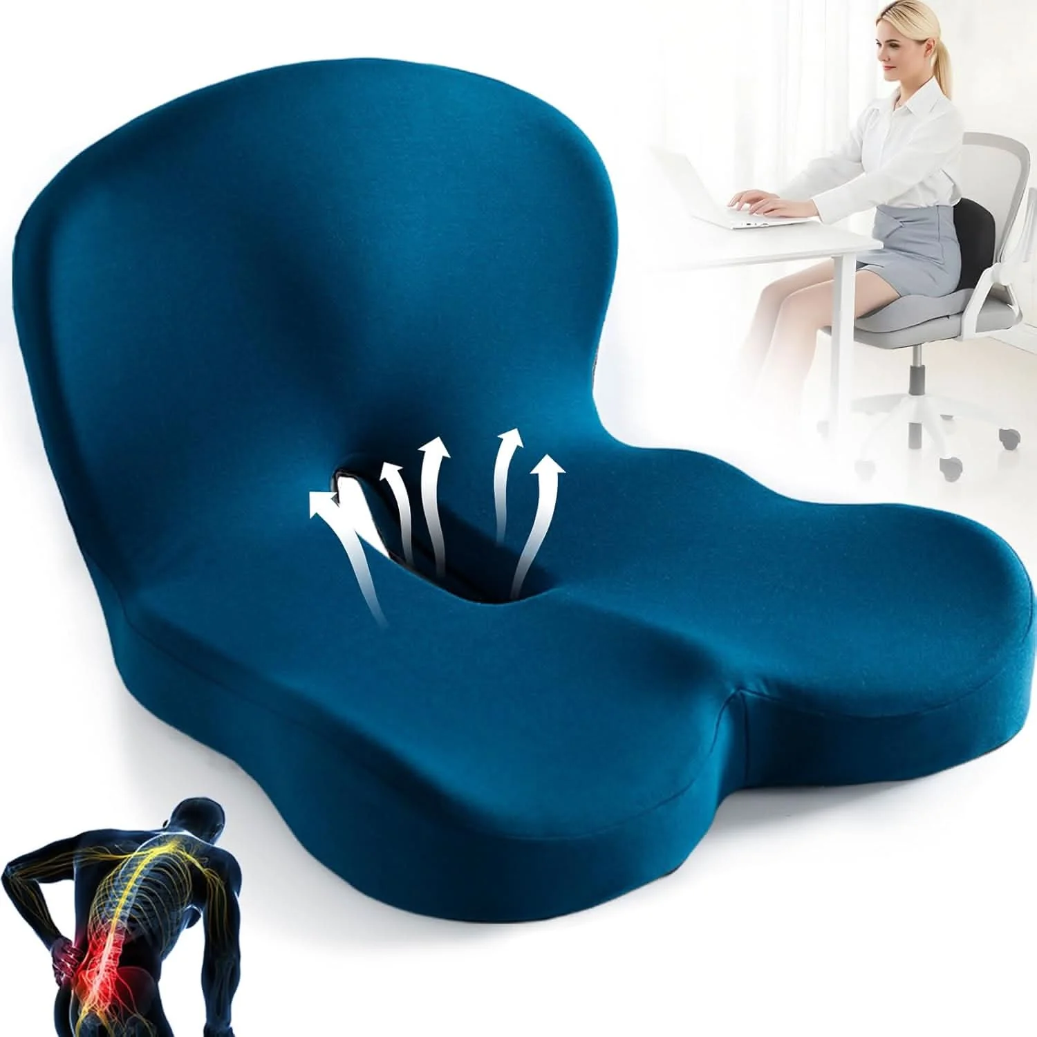 Ergonomic memory foam seat cushion | Pressure-relieving & non-slip | ErgoComfort