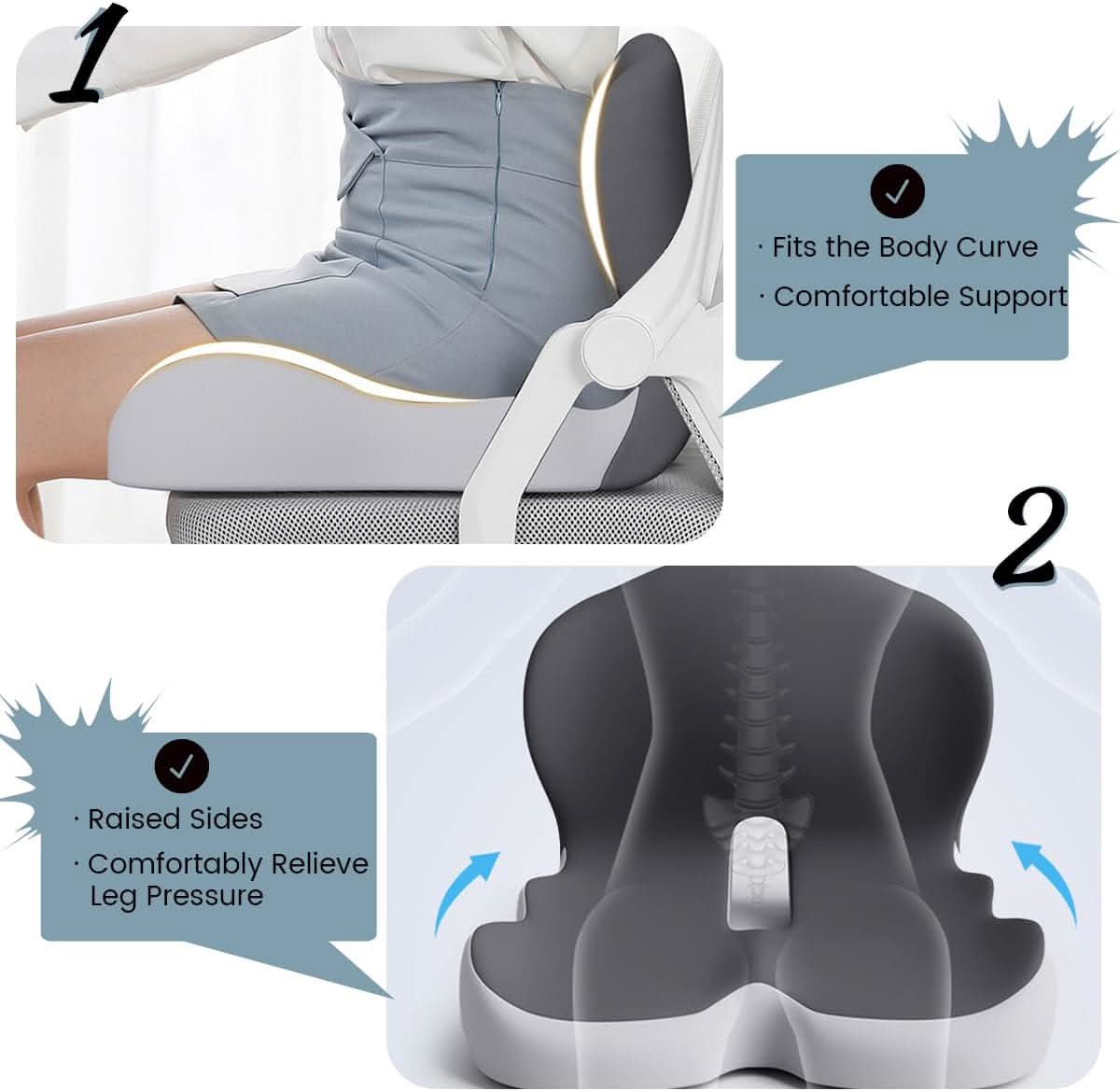 Ergonomic memory foam seat cushion | Pressure-relieving & non-slip | ErgoComfort - Image 11