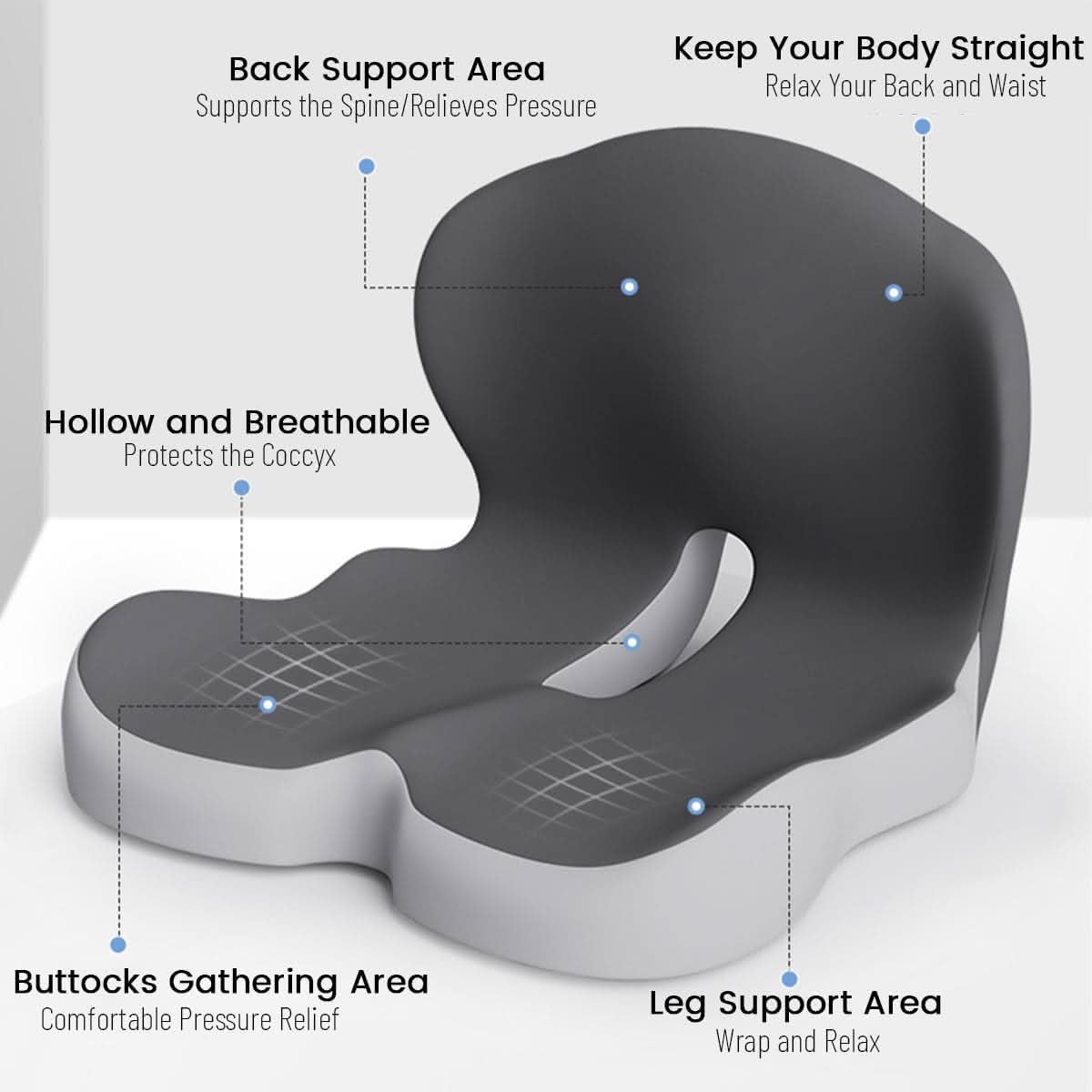Ergonomic memory foam seat cushion | Pressure-relieving & non-slip | ErgoComfort - Image 13