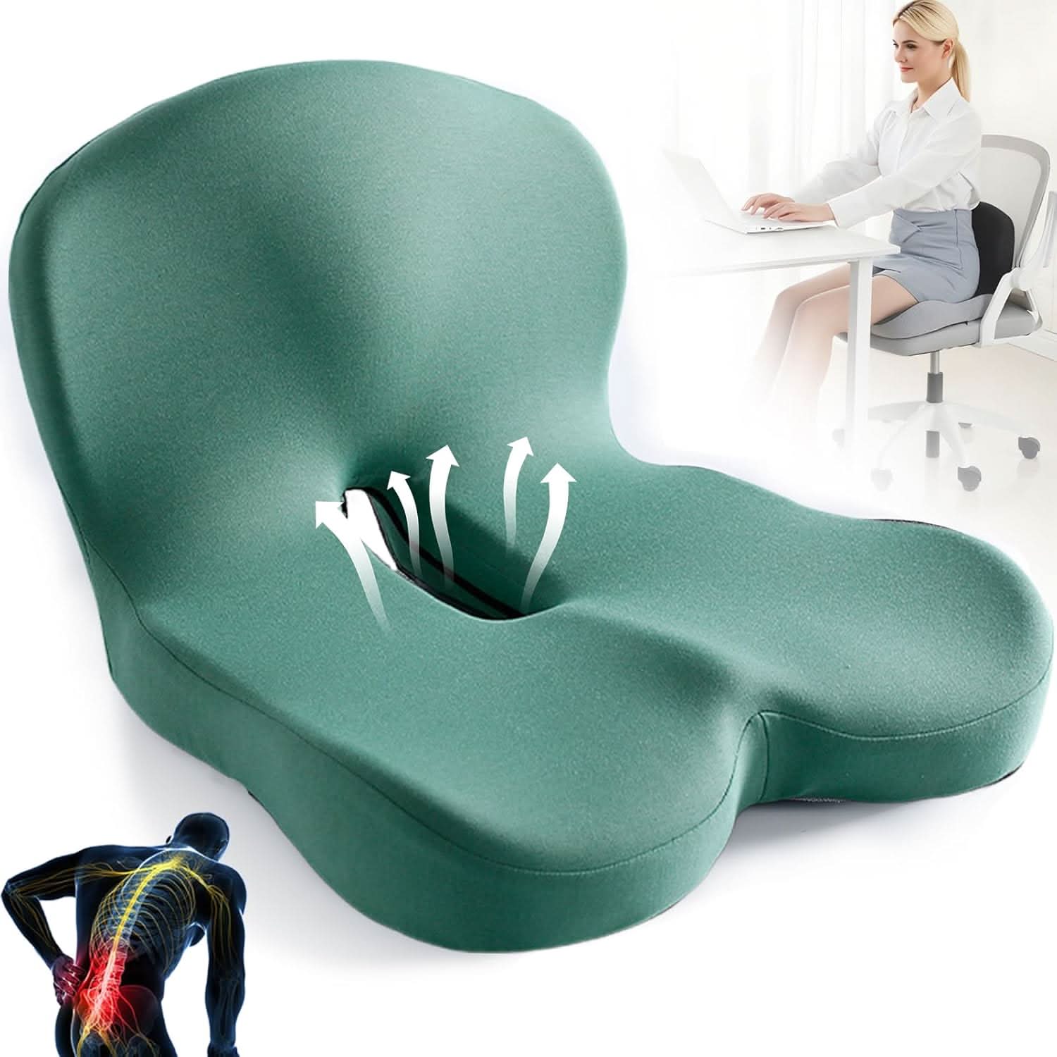 Ergonomic memory foam seat cushion | Pressure-relieving & non-slip | ErgoComfort - Image 3