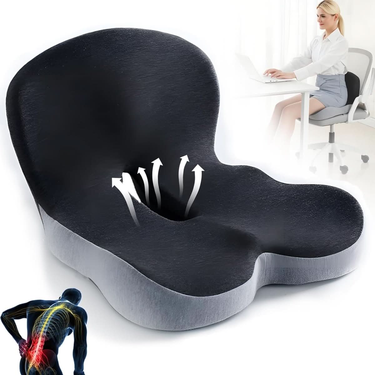 Ergonomic memory foam seat cushion | Pressure-relieving & non-slip | ErgoComfort - Image 8