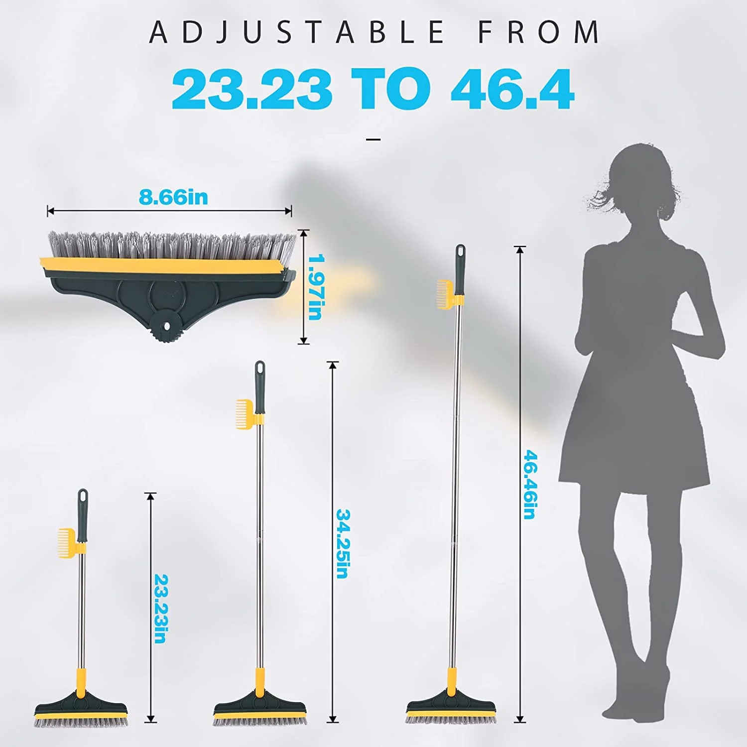 Floor Cleaning Brush | V-Shaped Head | 120° Rotating | Adjustable Handle | GapBrush - Image 5