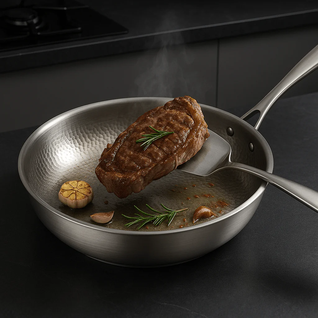 Frying pan | Non-stick coating for searing | 3-layer stainless steel | Induction compatible | TitanCore - Image 2