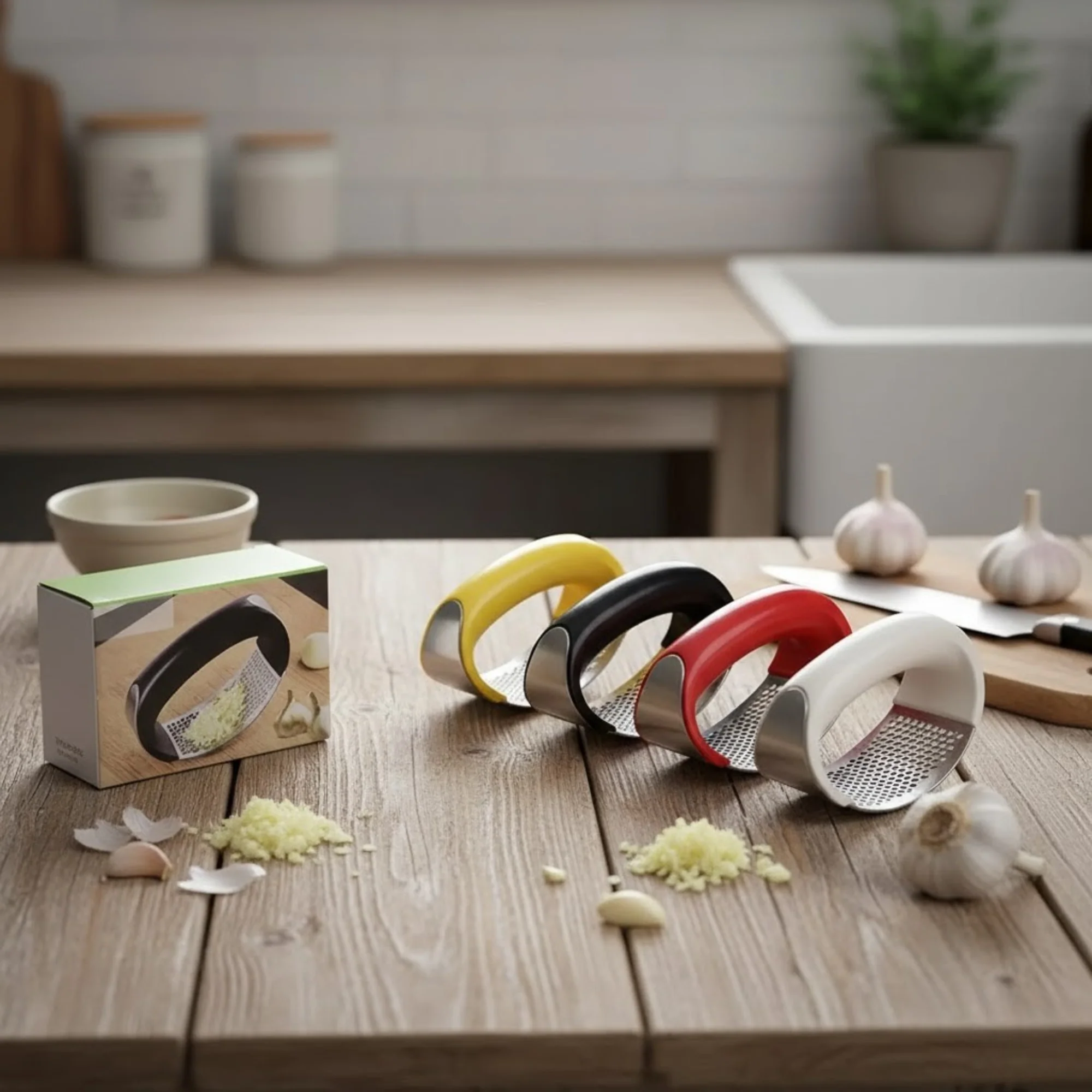 Garlic Press | Ergonomic Rocking Design | Stainless Steel | EasyCrush