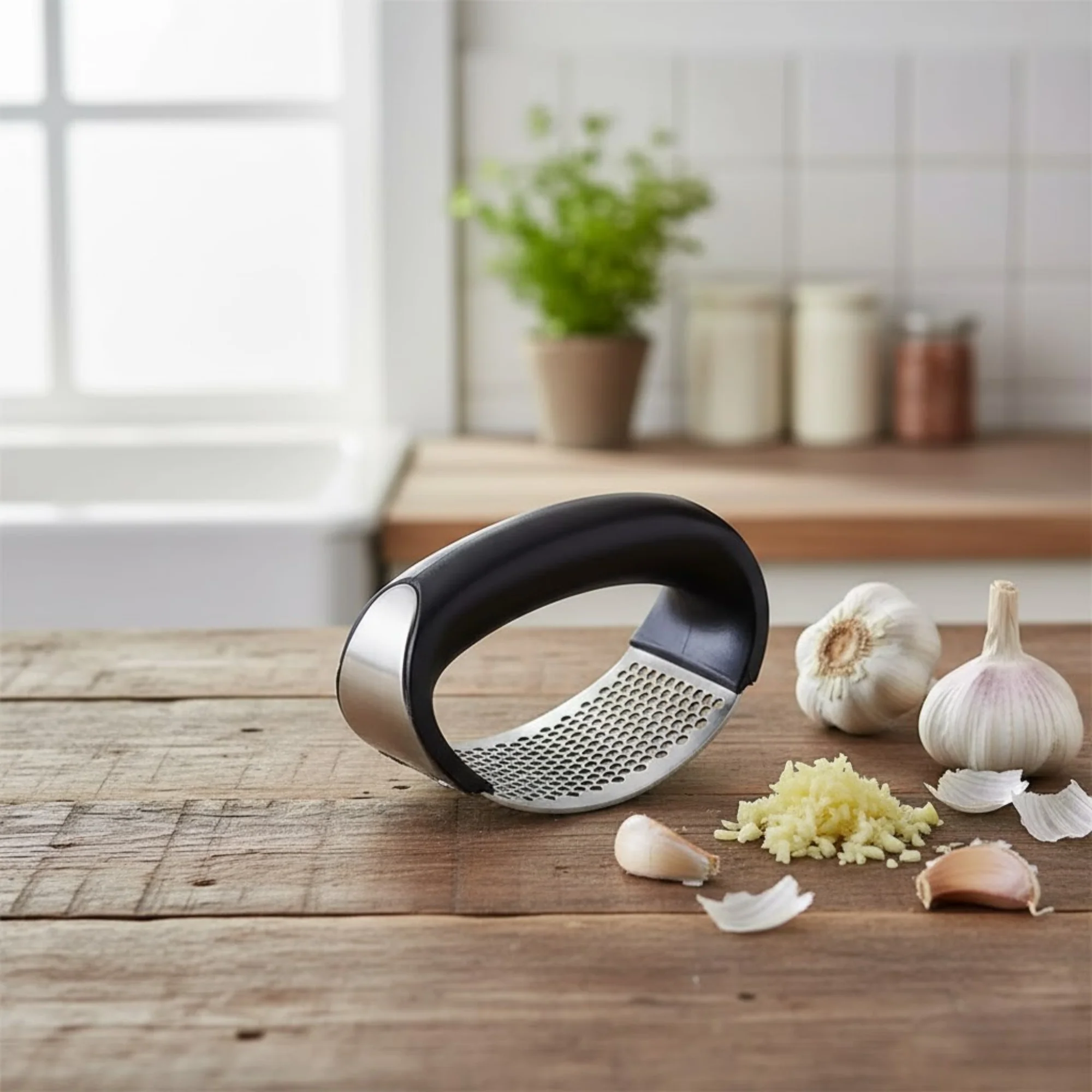 Garlic Press | Ergonomic Rocking Design | Stainless Steel | EasyCrush - Image 2