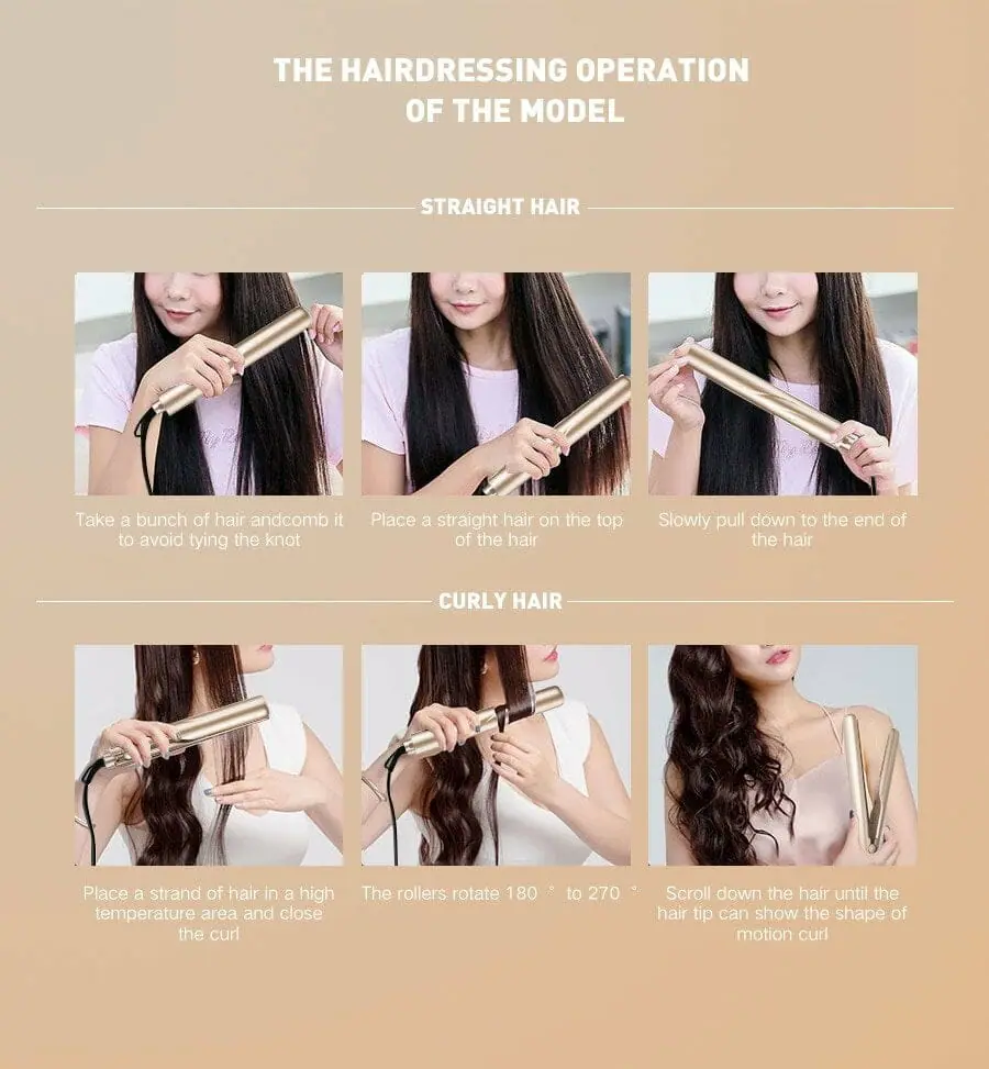 Hair Straightener & Curler | Ceramic Plates | Adjustable Temperature | WaveGlide - Image 5