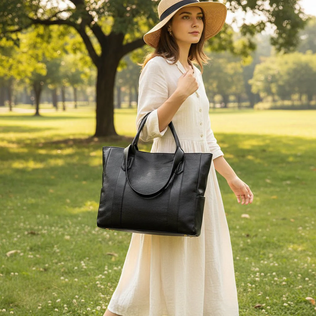 Leather Shoulder Bag | Smooth Finish | Spacious Vintage Design | Vintaris - Image 3