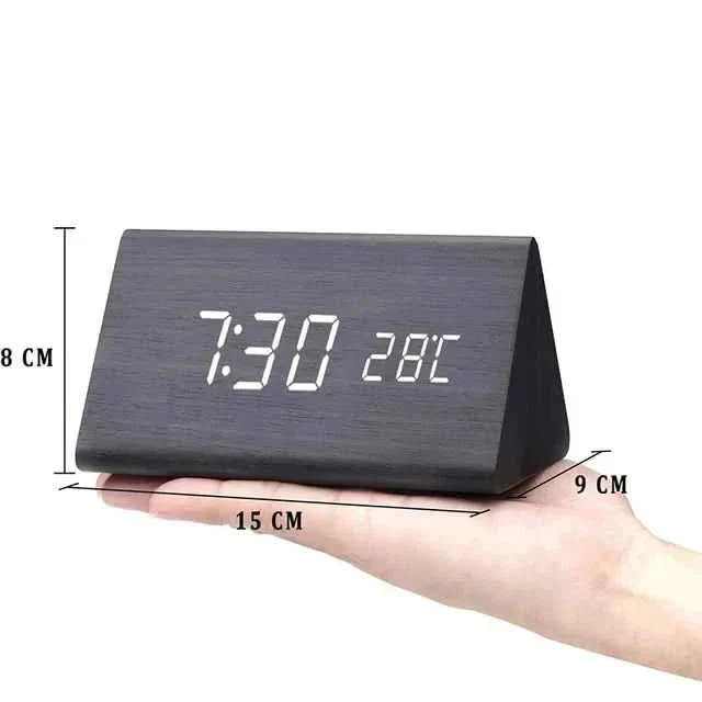 LED alarm clock | Wood-effect design | Dimmable display | Temperature display | Futura - Image 11