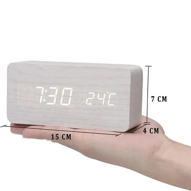 LED alarm clock | Wood-effect design | Dimmable display | Temperature display | Futura - Image 5