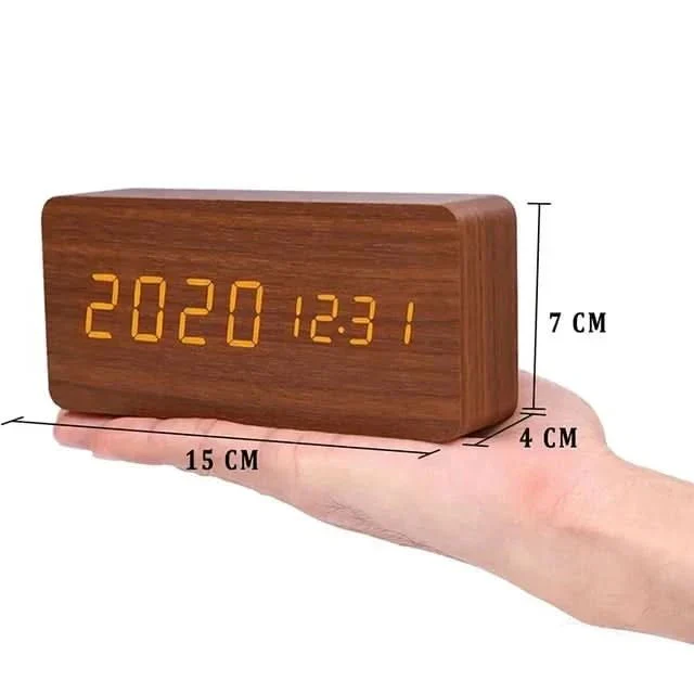 LED alarm clock | Wood-effect design | Dimmable display | Temperature display | Futura - Image 6