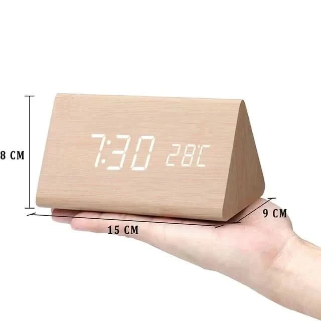 LED alarm clock | Wood-effect design | Dimmable display | Temperature display | Futura - Image 8