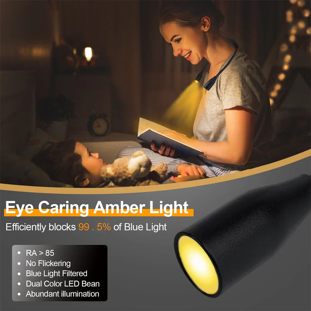 LED neck lamp | USB rechargeable | 3 light colors | Flexible & dimmable | LumiNeck