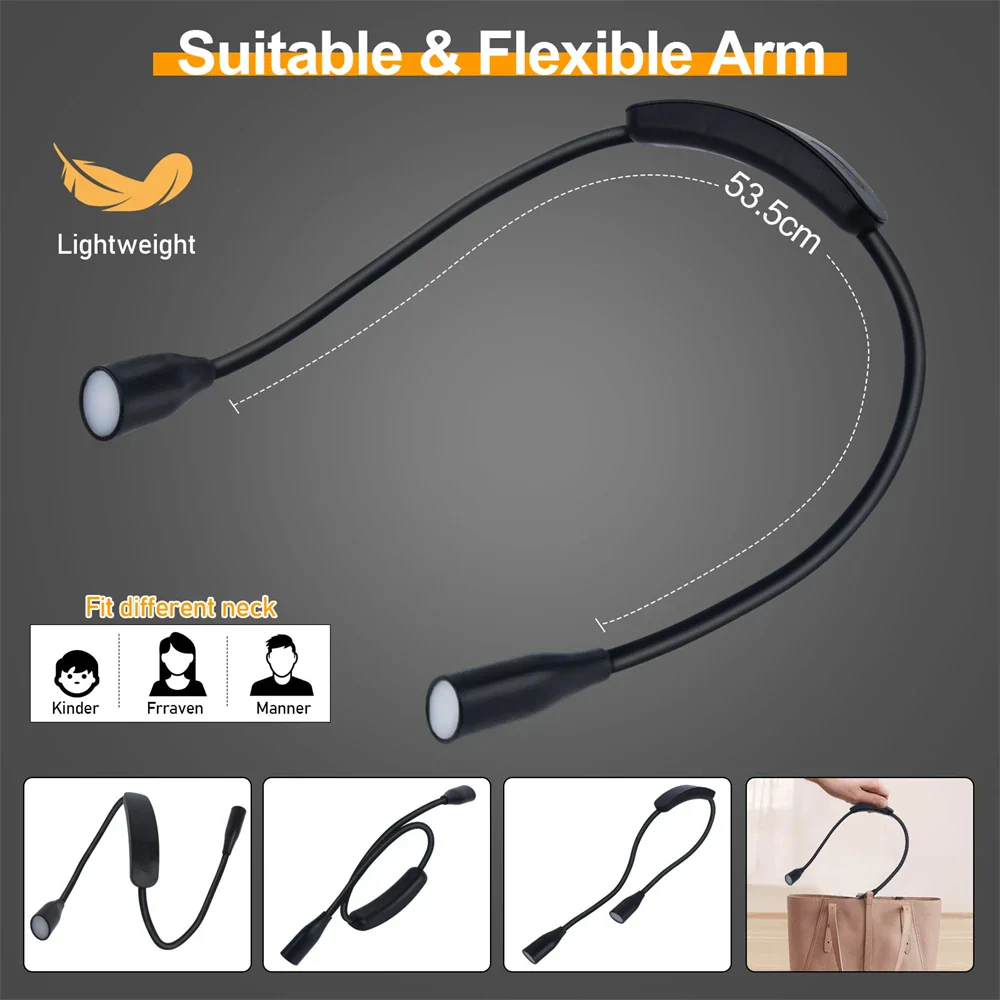 LED neck lamp | USB rechargeable | 3 light colors | Flexible & dimmable | LumiNeck - Image 4