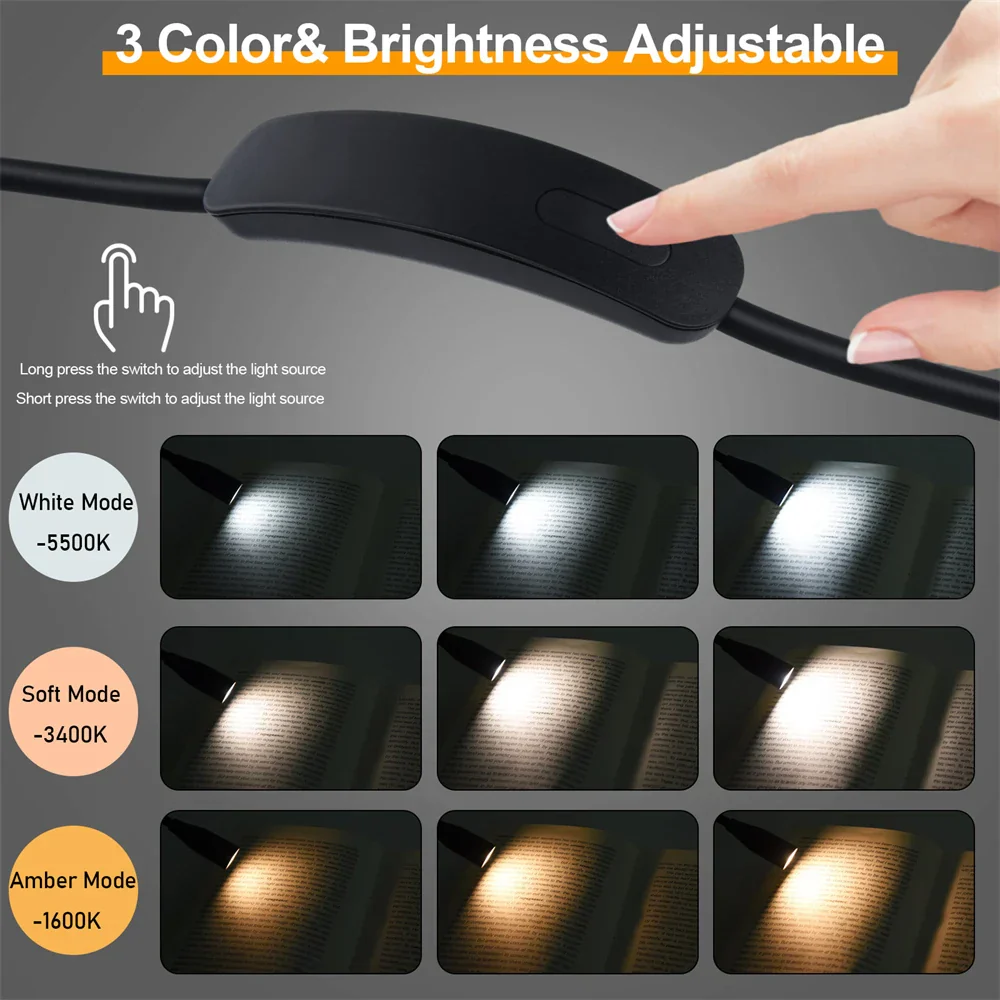 LED neck lamp | USB rechargeable | 3 light colors | Flexible & dimmable | LumiNeck - Image 5