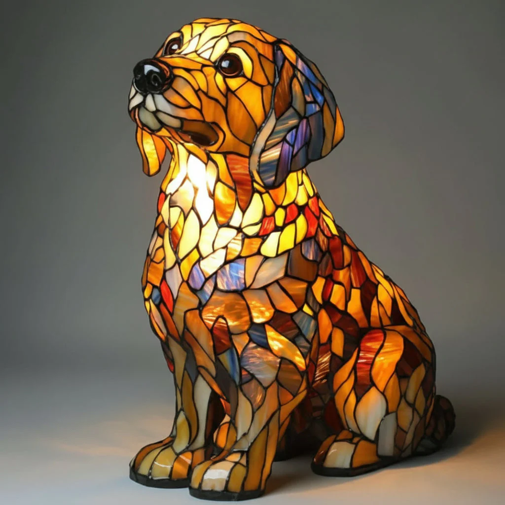 LED Night Lamp Dog | Warm Ambient Glow | Stained Glass Style LED Lamp | Glowhound - Image 14