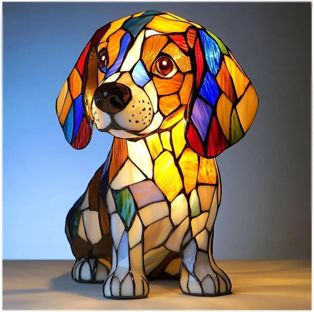 LED Night Lamp Dog | Warm Ambient Glow | Stained Glass Style LED Lamp | Glowhound - Image 2