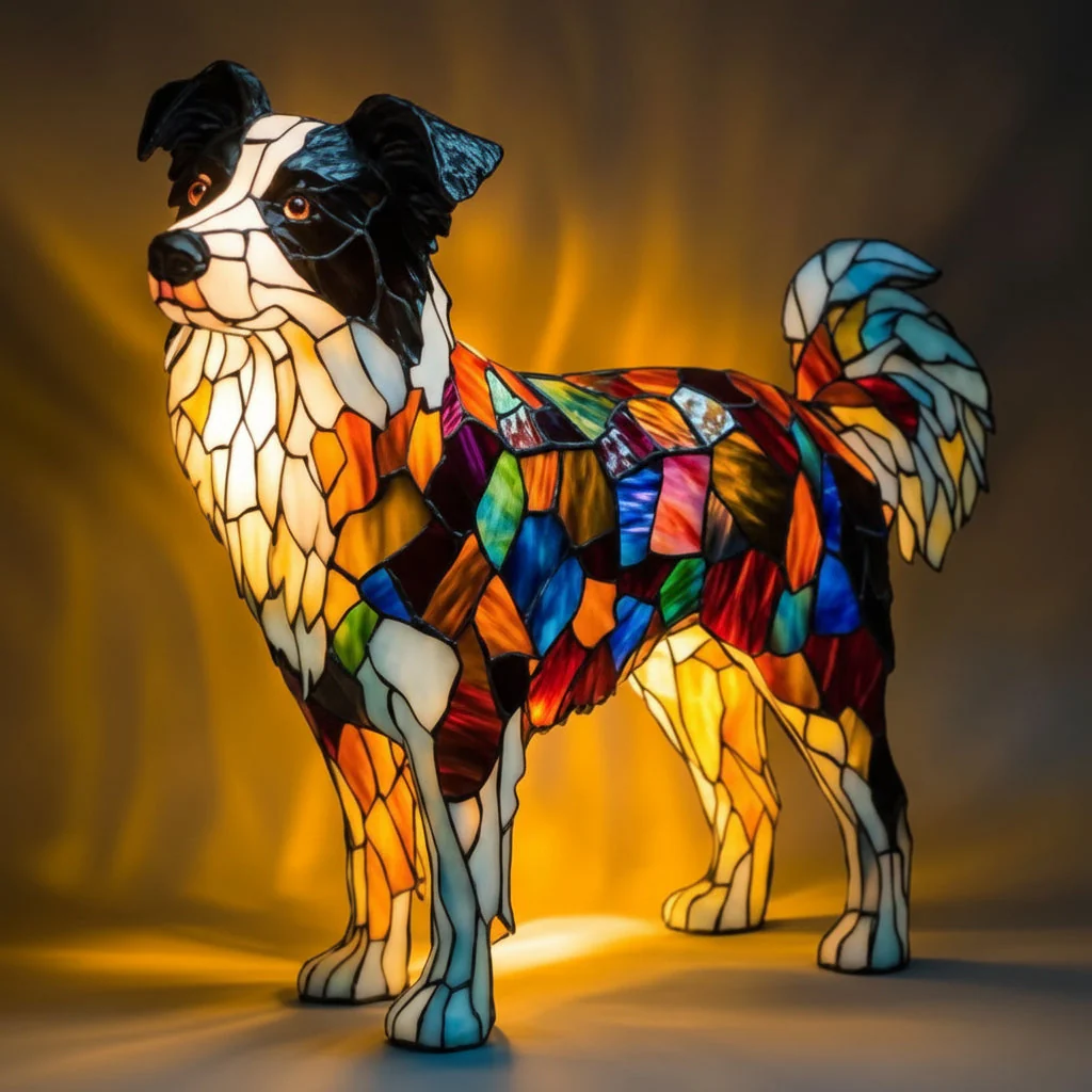 LED Night Lamp Dog | Warm Ambient Glow | Stained Glass Style LED Lamp | Glowhound - Image 3