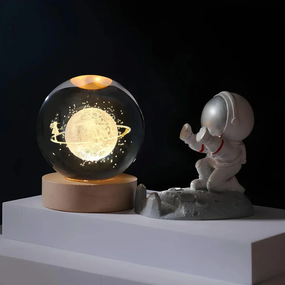 Luminous Crystal Ball | 3D Engraved Space Design | Soft Ambient Glow | AstroGlow - Image 10