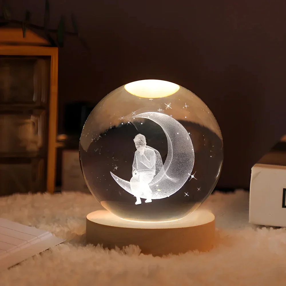Luminous Crystal Ball | 3D Engraved Space Design | Soft Ambient Glow | AstroGlow - Image 11