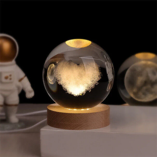 Luminous Crystal Ball | 3D Engraved Space Design | Soft Ambient Glow | AstroGlow - Image 12