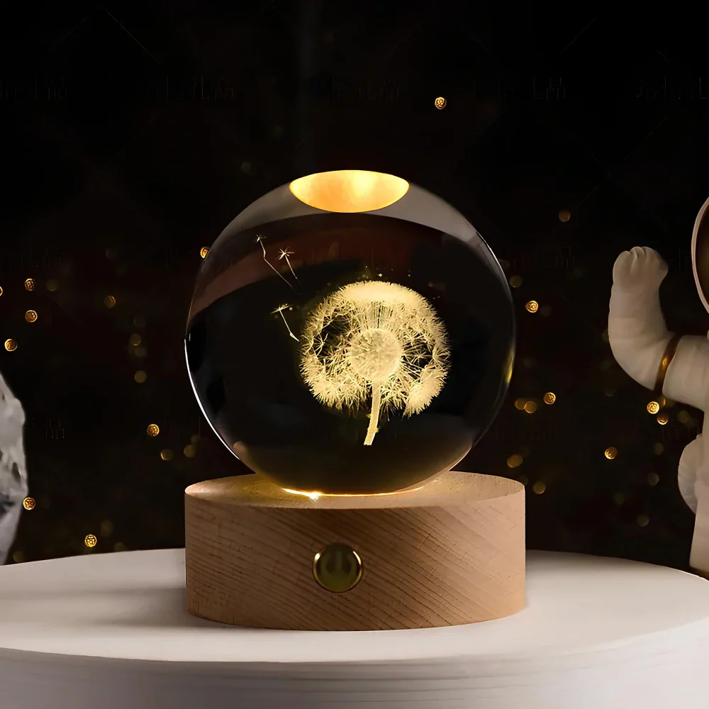 Luminous Crystal Ball | 3D Engraved Space Design | Soft Ambient Glow | AstroGlow - Image 13
