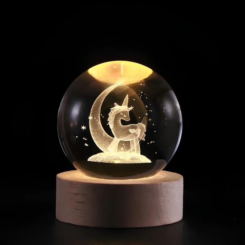 Luminous Crystal Ball | 3D Engraved Space Design | Soft Ambient Glow | AstroGlow - Image 14