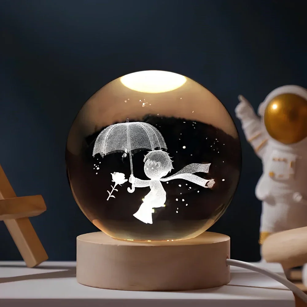 Luminous Crystal Ball | 3D Engraved Space Design | Soft Ambient Glow | AstroGlow - Image 15