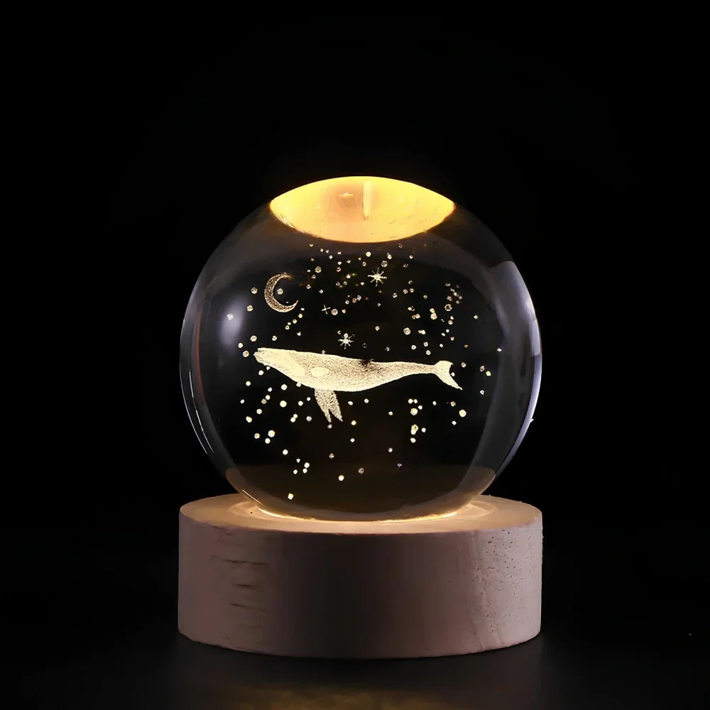 Luminous Crystal Ball | 3D Engraved Space Design | Soft Ambient Glow | AstroGlow - Image 19