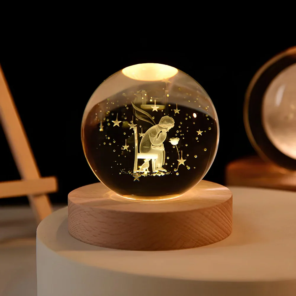Luminous Crystal Ball | 3D Engraved Space Design | Soft Ambient Glow | AstroGlow - Image 20
