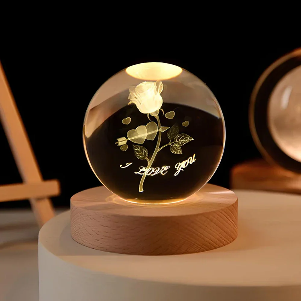 Luminous Crystal Ball | 3D Engraved Space Design | Soft Ambient Glow | AstroGlow - Image 21