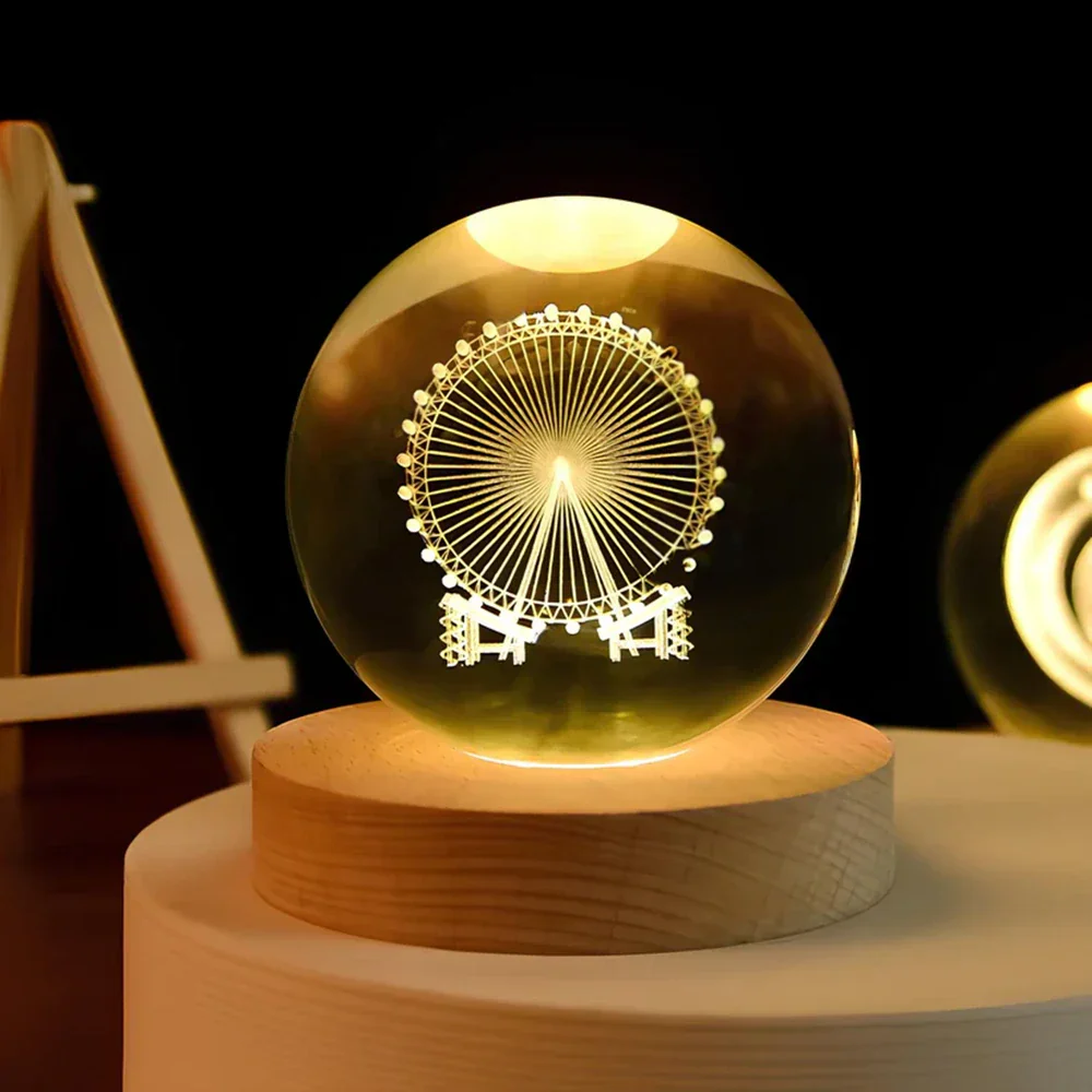 Luminous Crystal Ball | 3D Engraved Space Design | Soft Ambient Glow | AstroGlow - Image 22