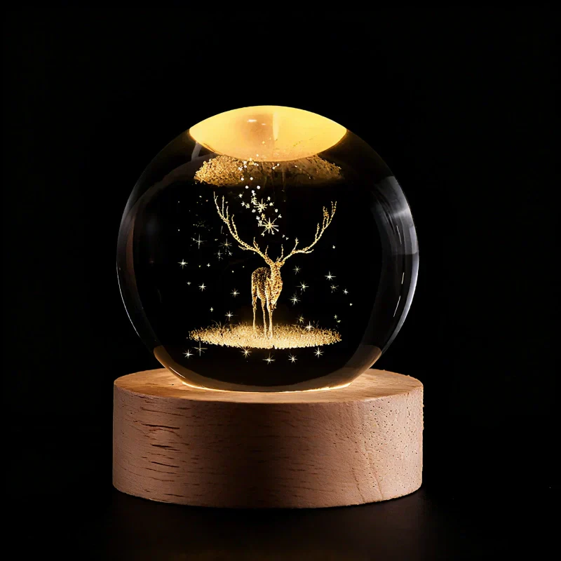 Luminous Crystal Ball | 3D Engraved Space Design | Soft Ambient Glow | AstroGlow - Image 23