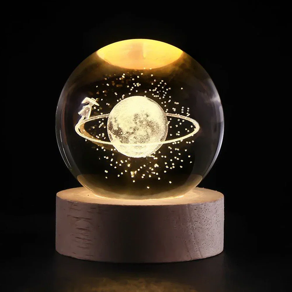 Luminous Crystal Ball | 3D Engraved Space Design | Soft Ambient Glow | AstroGlow - Image 27