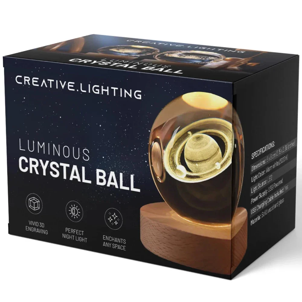 Luminous Crystal Ball | 3D Engraved Space Design | Soft Ambient Glow | AstroGlow - Image 29