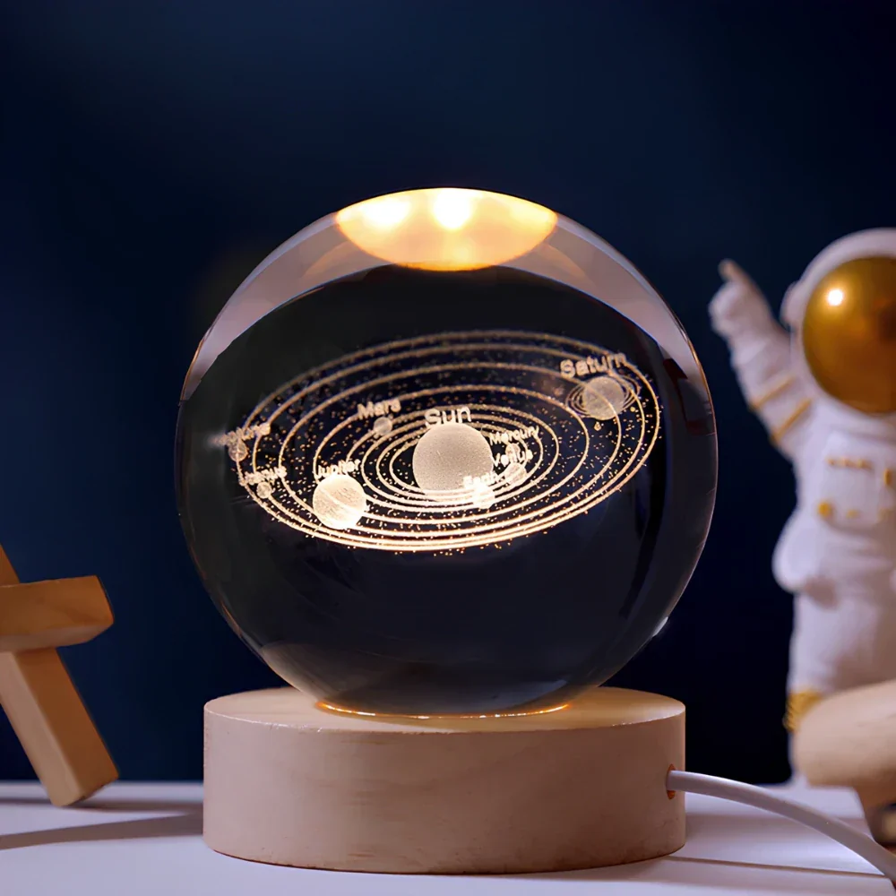 Luminous Crystal Ball | 3D Engraved Space Design | Soft Ambient Glow | AstroGlow - Image 3