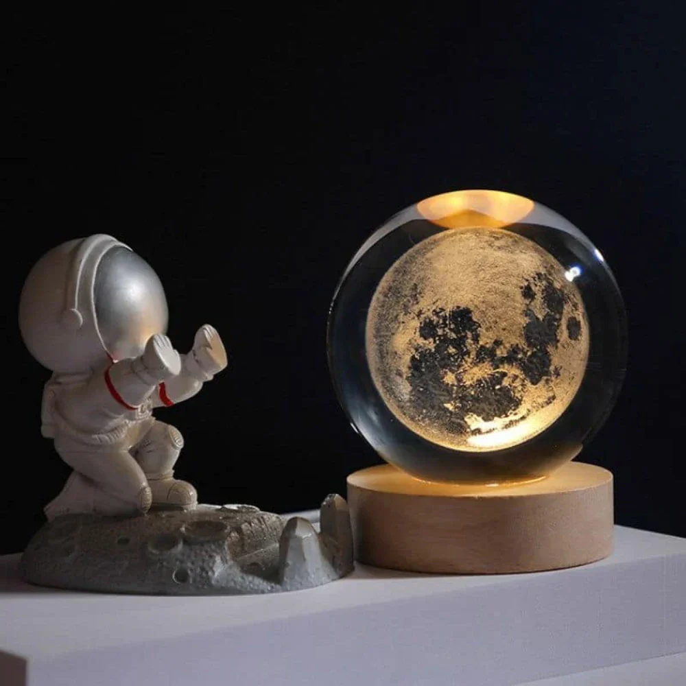 Luminous Crystal Ball | 3D Engraved Space Design | Soft Ambient Glow | AstroGlow - Image 4